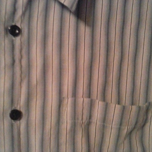 HAGGAR MENS BLUE STRIPE DRESS SHIRT - Picture 3 of 5